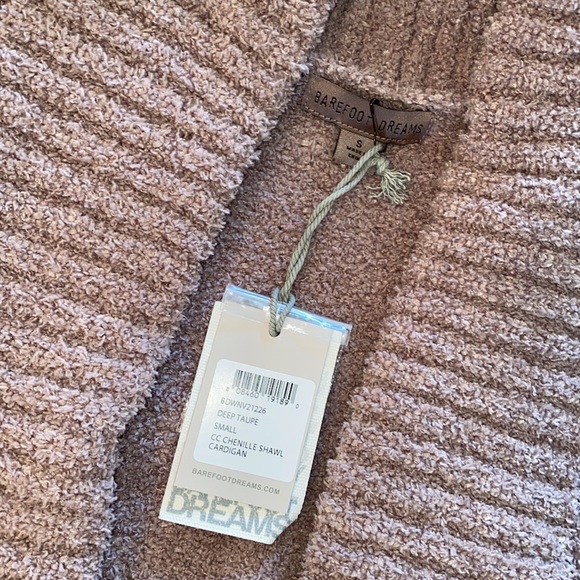NWT Barefoot Dreams Chenille Shawl Cardigan Deep Taupe Small - Picture 5 of 11